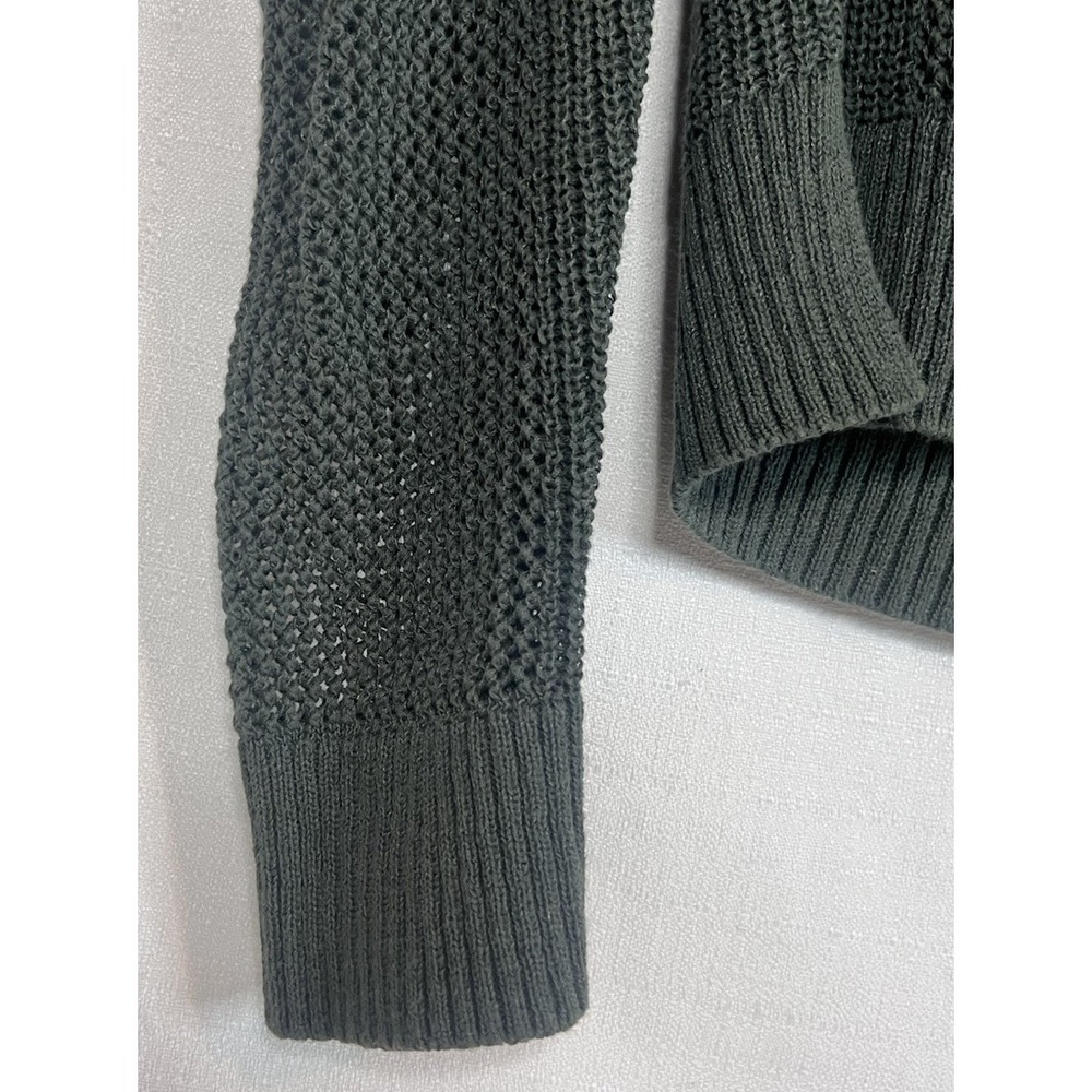 Women's Size Medium Athleta Pullover Sweater Dark Green Open Knit Long Sleeve - Picture 2 of 8